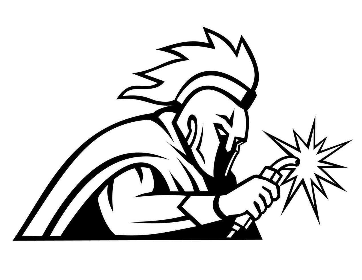Spartan Soldier Welder with Welding Torch Mascot vector