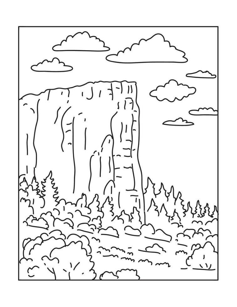 El Morro National Monument in New Mexico Mono Line Art vector
