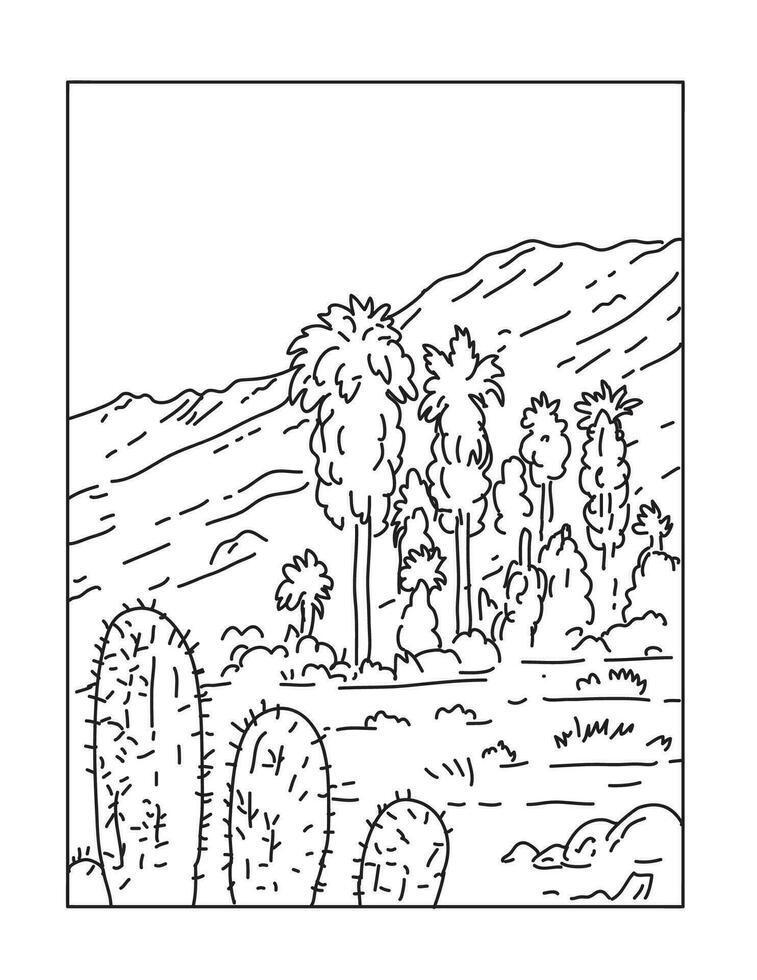 Santa Rosa and San Jacinto Mountains National Monument in California Mono Line Art vector