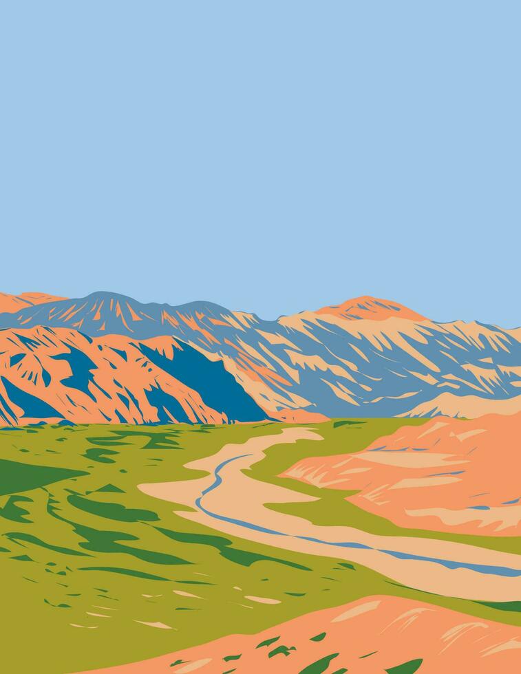 Quebrada de las Conchas or Quebrada de Cafayate in Argentina WPA Art Deco Poster vector