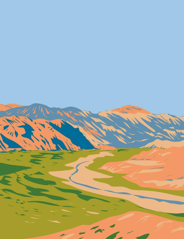 quebrada Delaware las conchas o quebrada Delaware cafayate en argentina wpa Arte deco póster vector