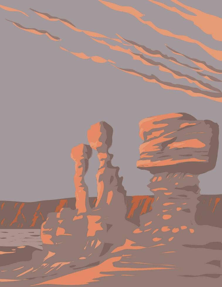 rock formaciones ischigualasto provincial parque en san juan provincia argentina wpa Arte deco póster vector