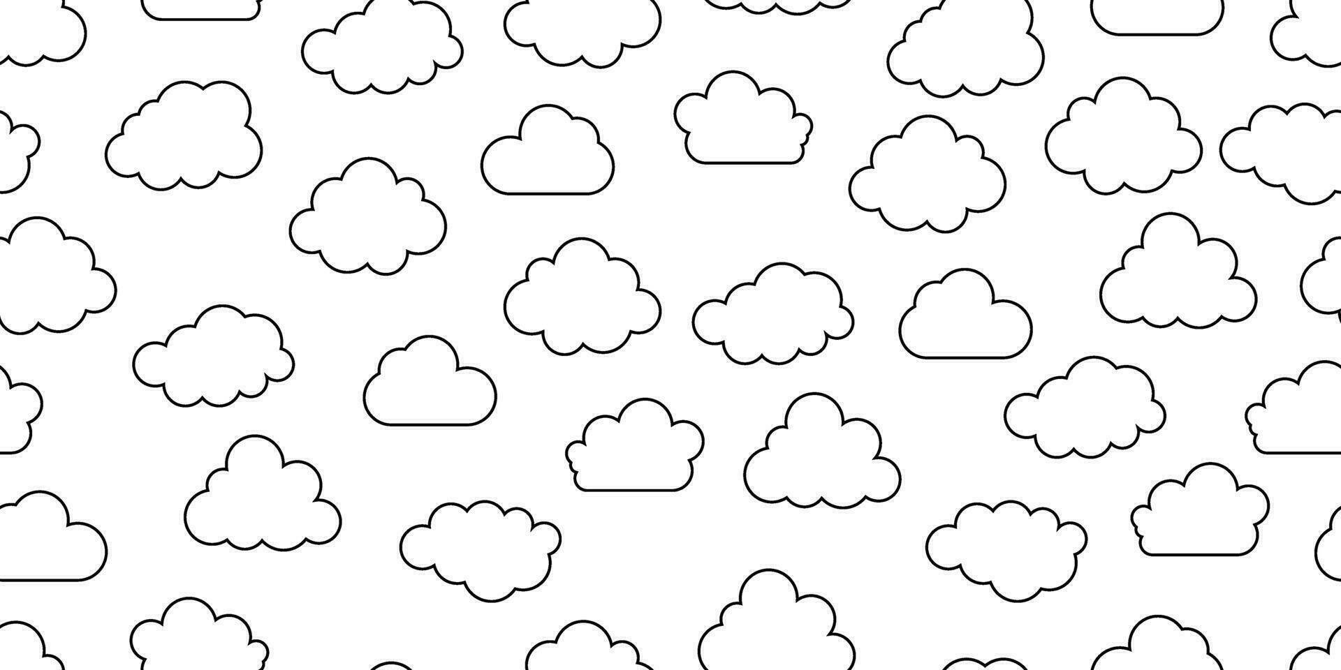 black white cloud seamless pattern vector