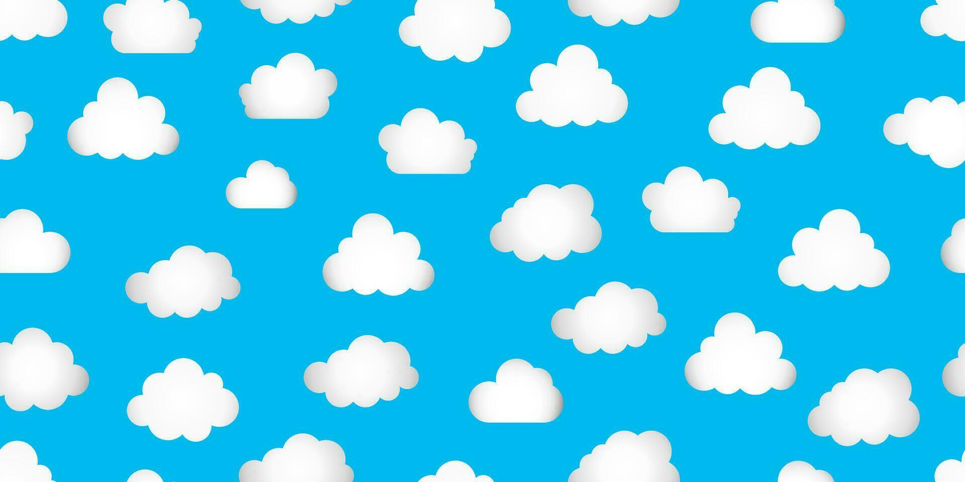 blue white cloud seamless pattern vector