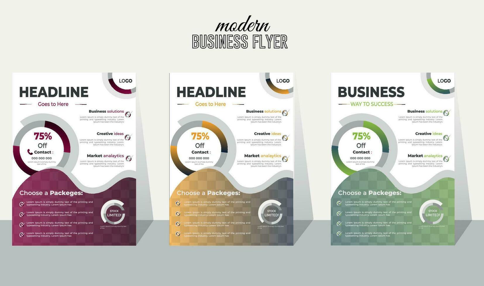 Clean and simple corporate modern multipurpose wavy gradient shape  vector creative curvy a4 business flyer design templet, Advertisement colourful creative social promotion flyer set.