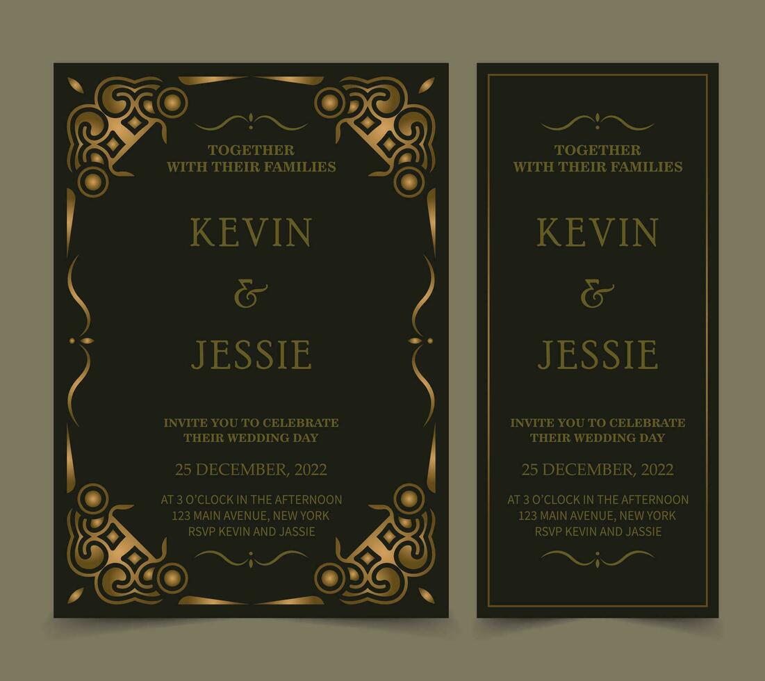 Elegant wedding invitation with pattern motif vector