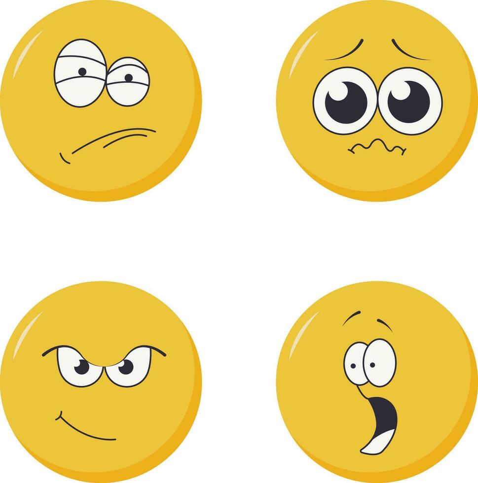 World emoji day element. World emoji day text in circle white frame with funny emoji faces and different facial expressions. Vector illustration.