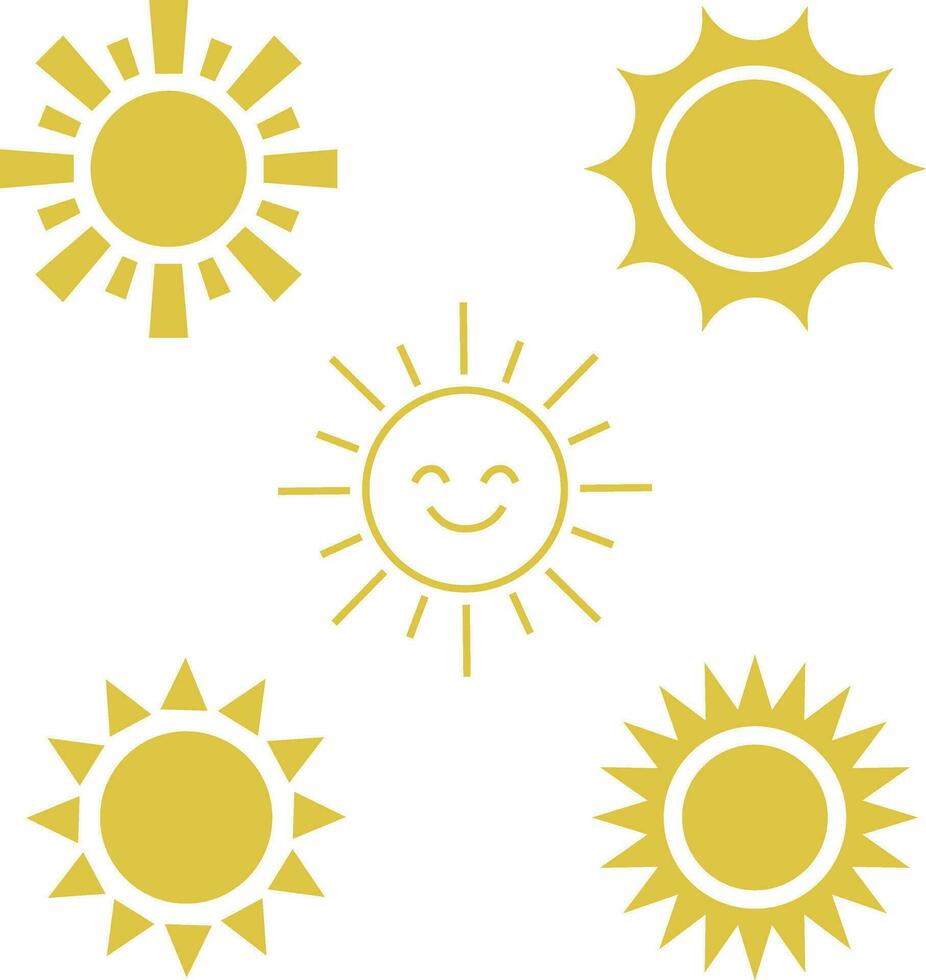 Sun Illustration. Sun icon symbol vector set for design decoration.Vector illustration