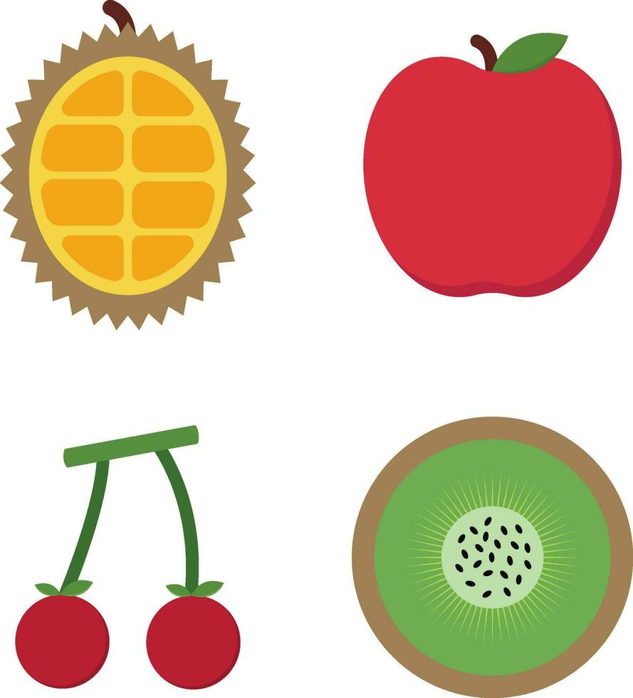 Cute Fruit element. Happy cute set of smiling fruit faces. Vector set of flat cartoon illustration icons.Vector illustration.