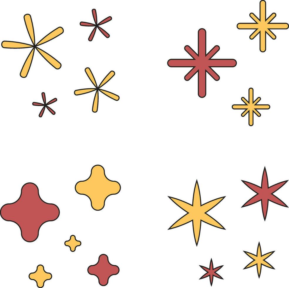 Retro Shiny Stars.  starburst and retro futuristic graphic ornaments for decoration. vector