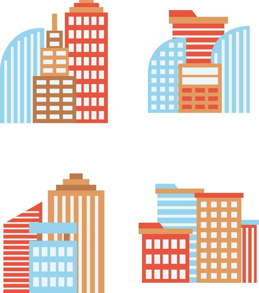 City Buildings set . with graphs and other elements. Vector illustration.