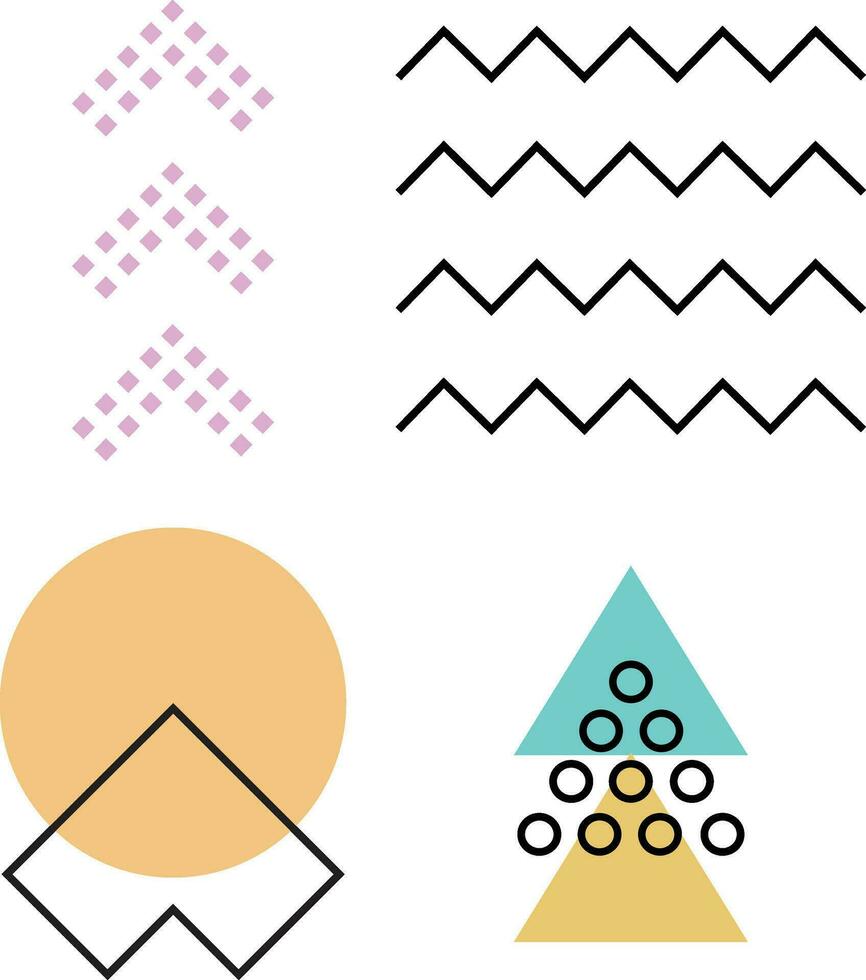 Geometric Shape Simple. Memphis design, retro element for design decoration. Trendy collection of  vector geometric shapes.