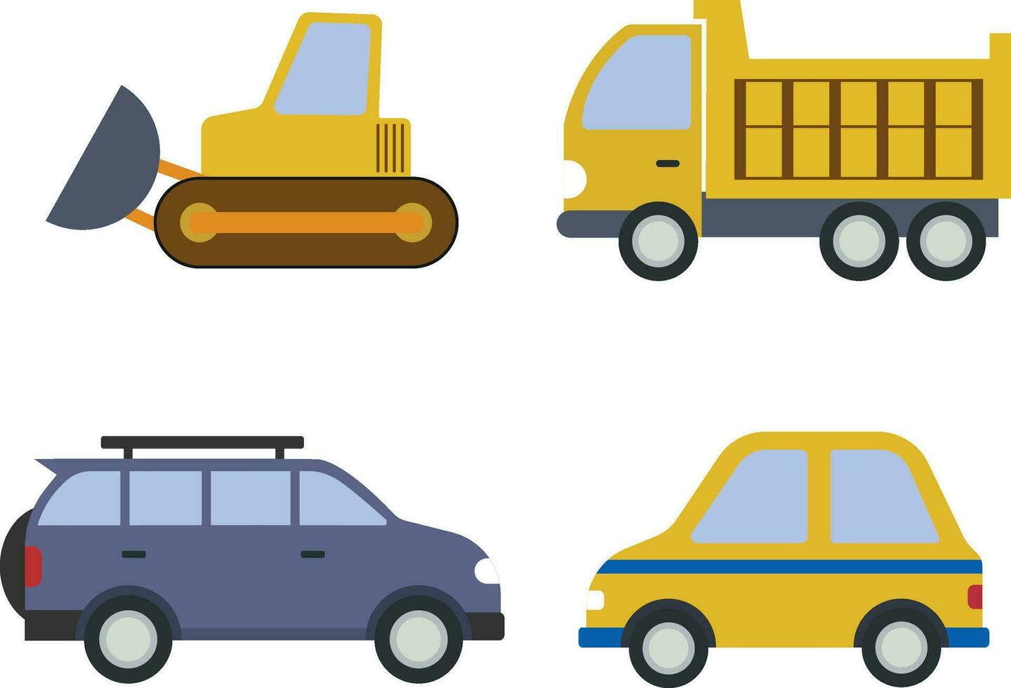 Cute Car Illustration. Icon in hand drawn style for nursery design, clothes, textiles. Vector illustration