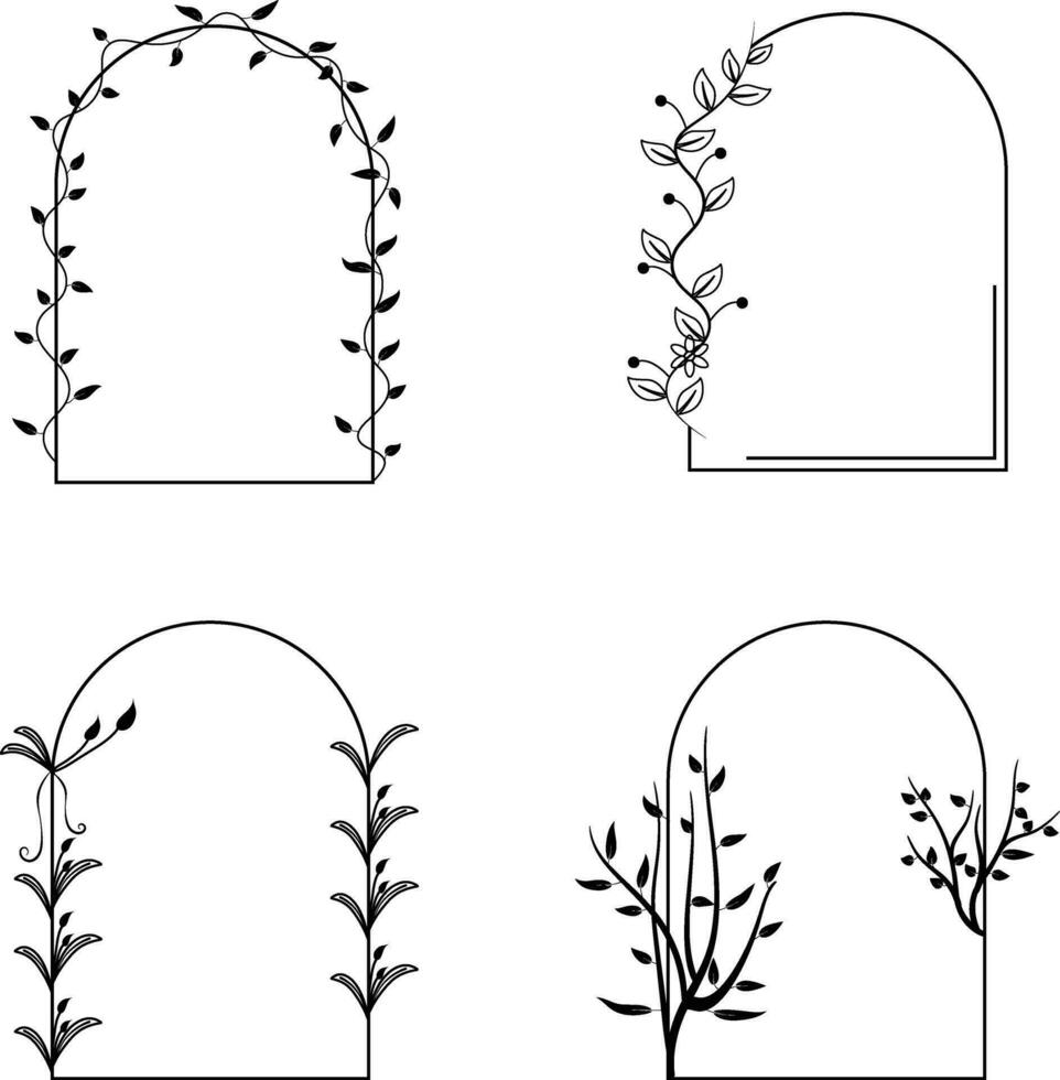 arco floral marco. mano dibujado botánico vector ilustración. para diseño decoración. vector Pro