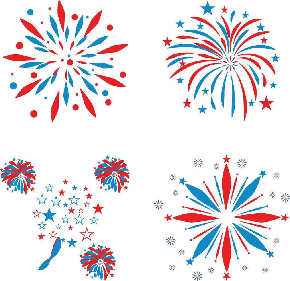 Firework Usa Independence Day. Festive art object for usa independence day. American national celebration design elements. vector