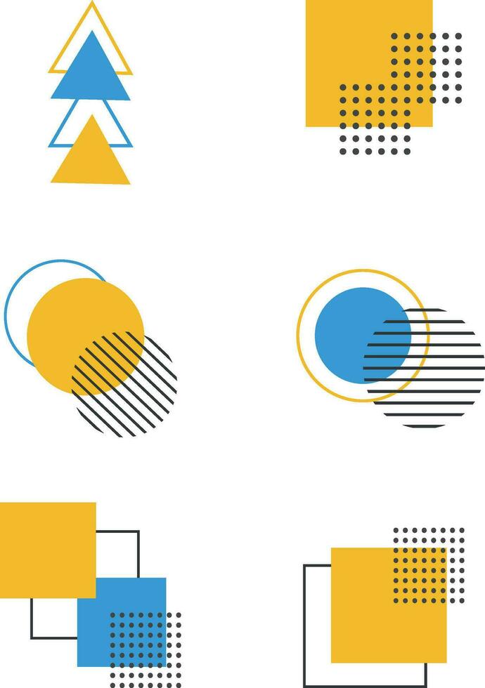 geométrico antecedentes. moderno cuadrícula volantes con geométrico formas, geométrico gráficos y resumen antecedentes vector colocar. vector ilustración