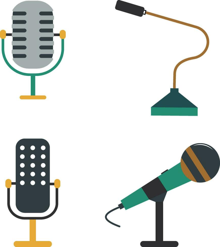 Podcast Microphone Illustration. Web design icon. Sound vector icon, Record. Microphone - Studio Symbol recording. Vector illustration