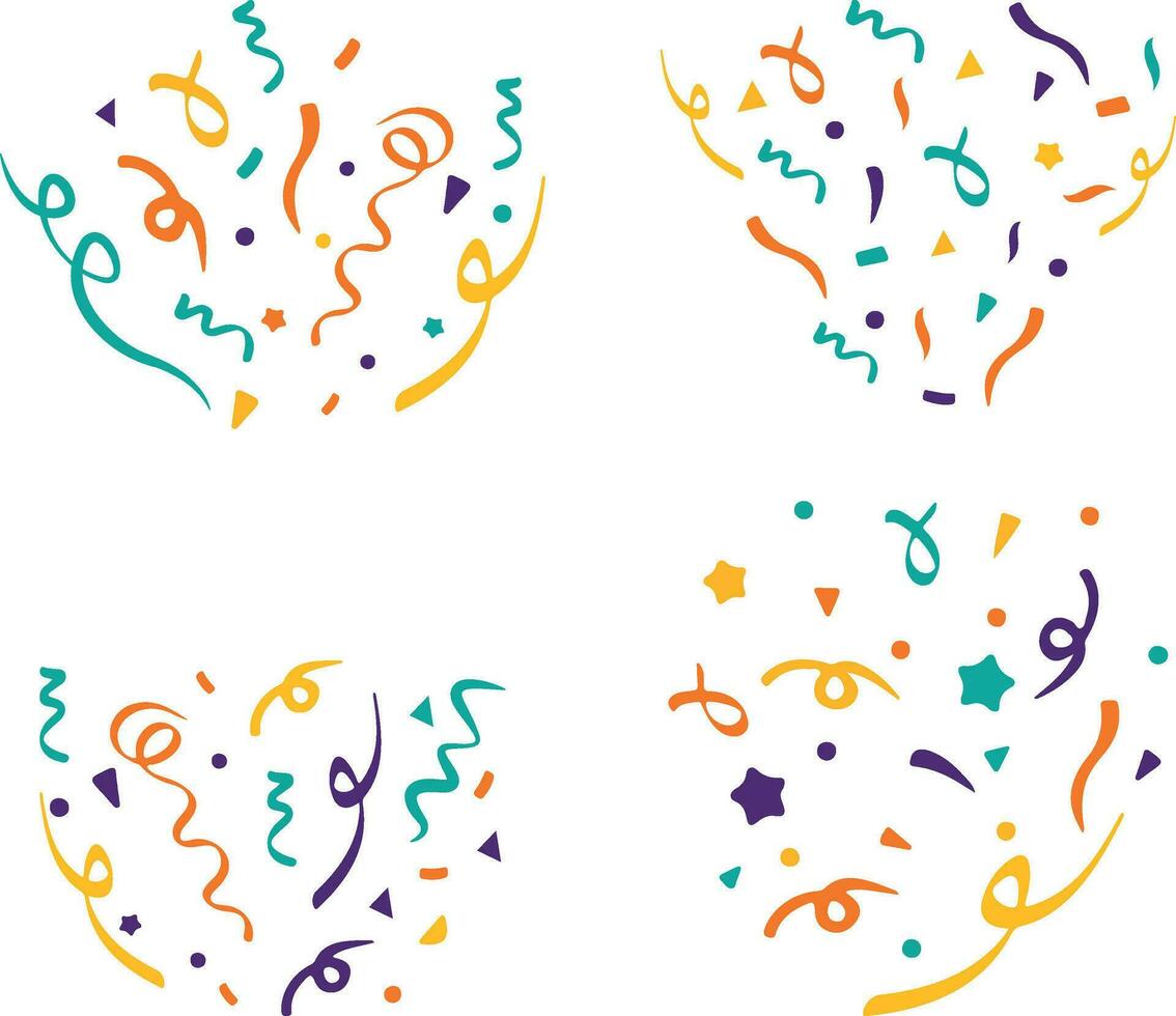 Colorful Confetti Party on transparent background. Festive vector illustration