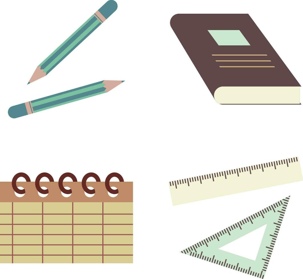 School Education Equipment Vector flat style set of education and school icons. Isolated on white background. Vector illustration