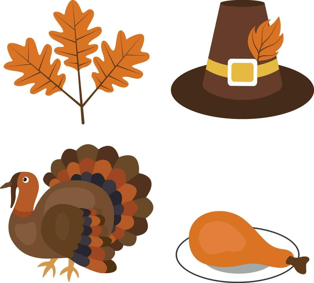 Happy Thanksgiving Day. traditional dinner meal concept setting with Happy Thanksgiving element vector