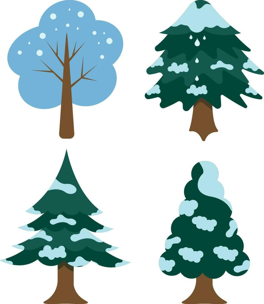 invierno nieve árbol.para diseño decoración. vistoso vector ilustración en plano dibujos animados estilo