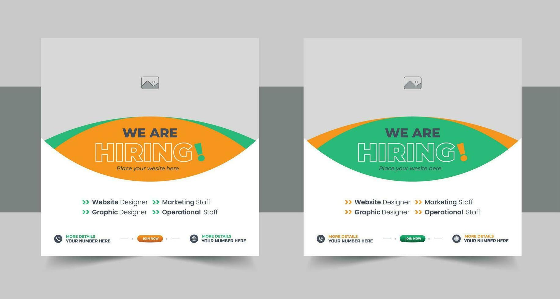 We are hiring job vacancy social media post or Social Media Banner design template, We are hiring job vacancy square web banner design layout vector