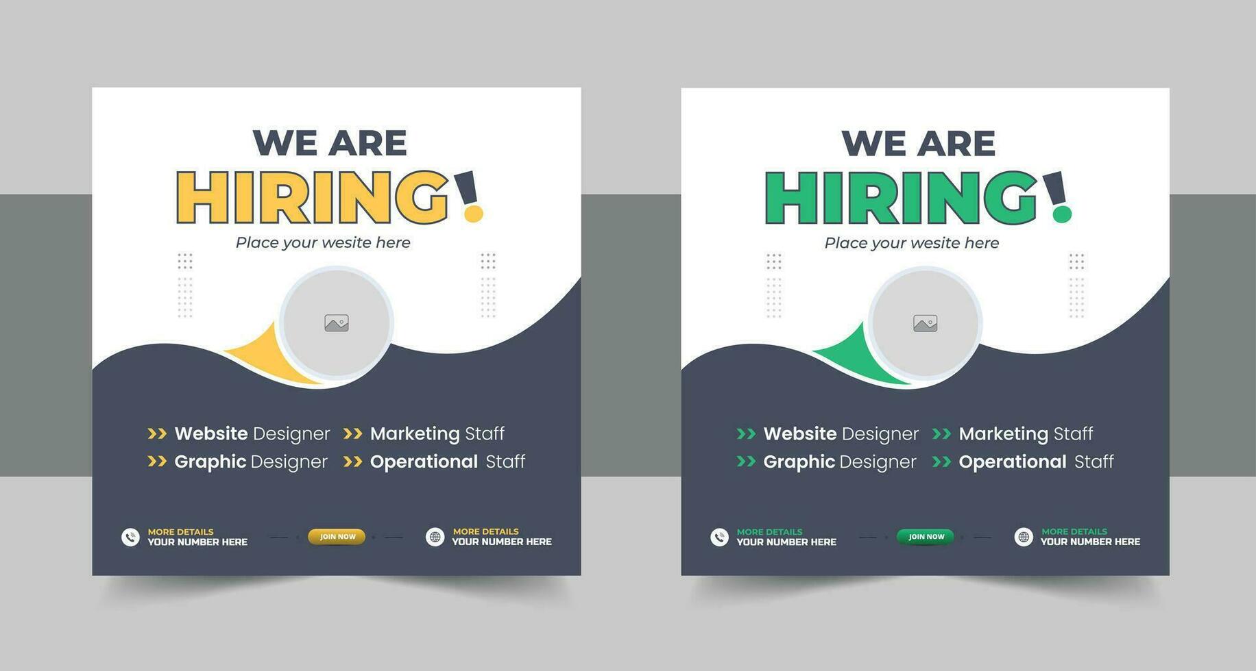 We are hiring job vacancy social media post or Social Media Banner design template, We are hiring job vacancy square web banner design layout vector