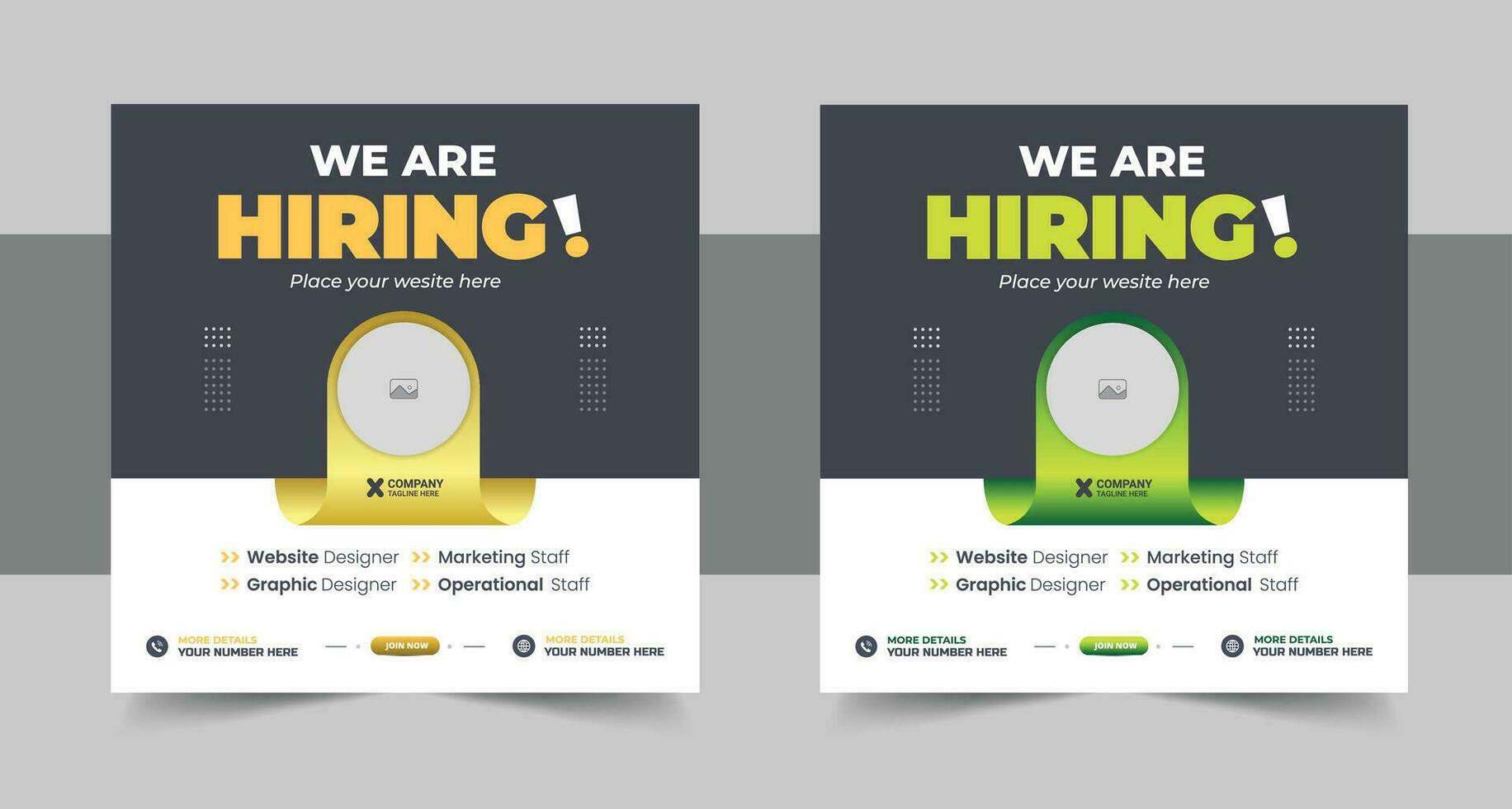 We are hiring job vacancy social media post or Social Media Square Banner design template, We are hiring job vacancy square web banner design layout vector