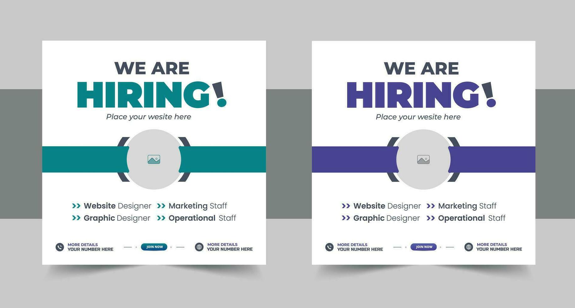 We are hiring job vacancy social media post or Social Media Square Banner design template, We are hiring job vacancy square web banner design layout vector