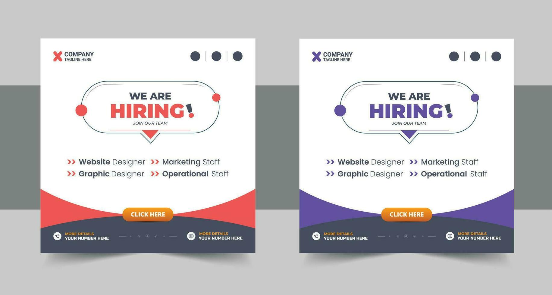 We are hiring job vacancy social media post or Social Media Square Banner design template, We are hiring job vacancy square web banner design layout vector