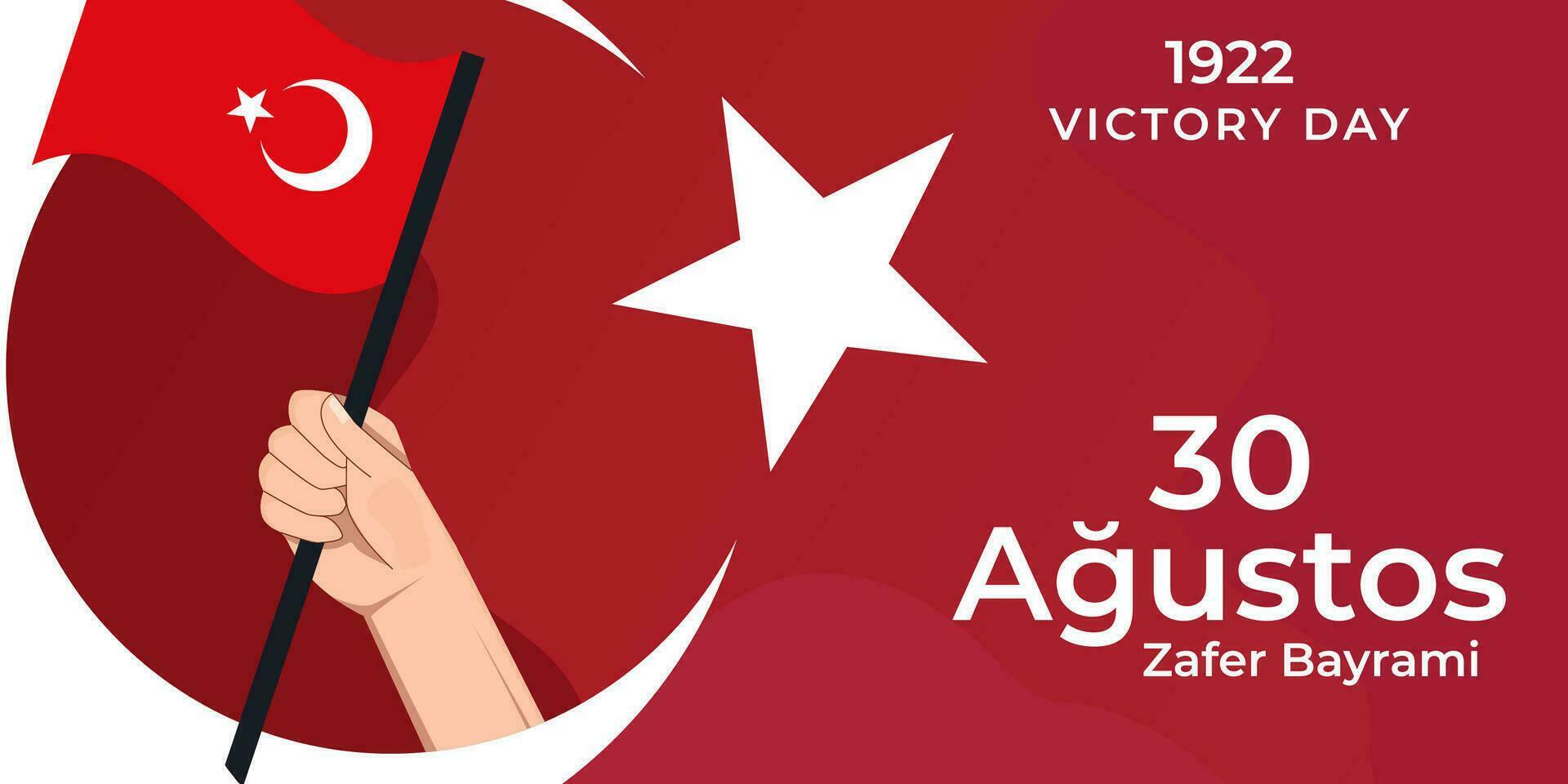 vector design 30 Agustos zafer bayrami, horizontal banner illustration