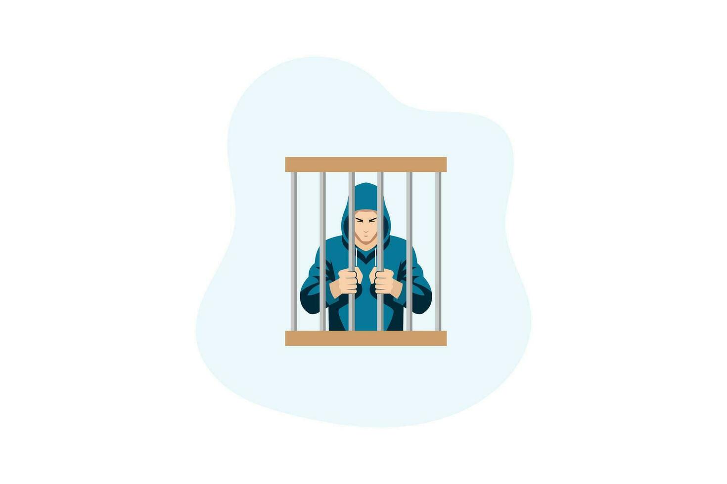 teenager holding bars behind prison flat design vector