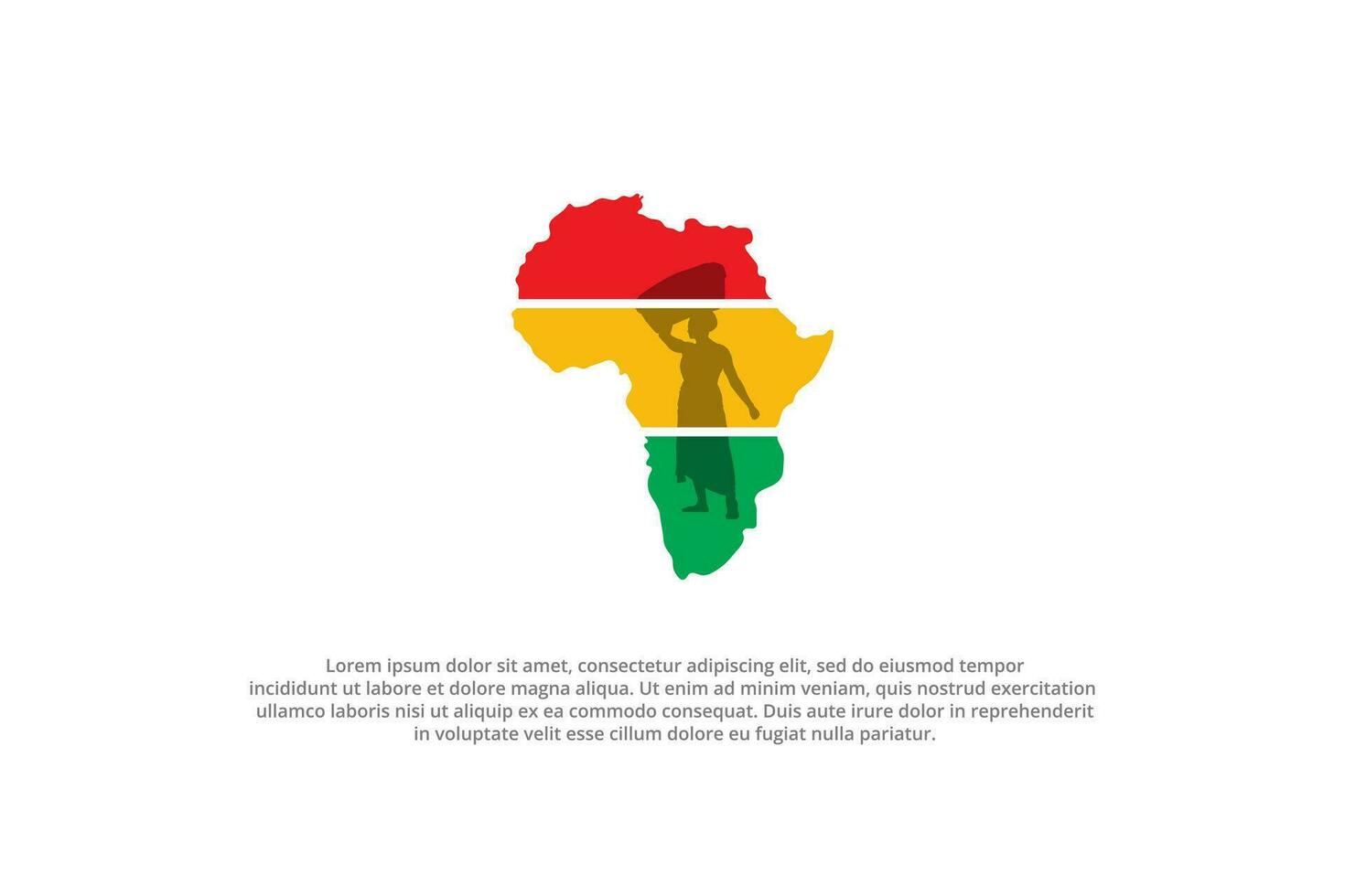 africano hambre pobreza mapa forma pueblo mujer trabajando silueta africano color logo vector