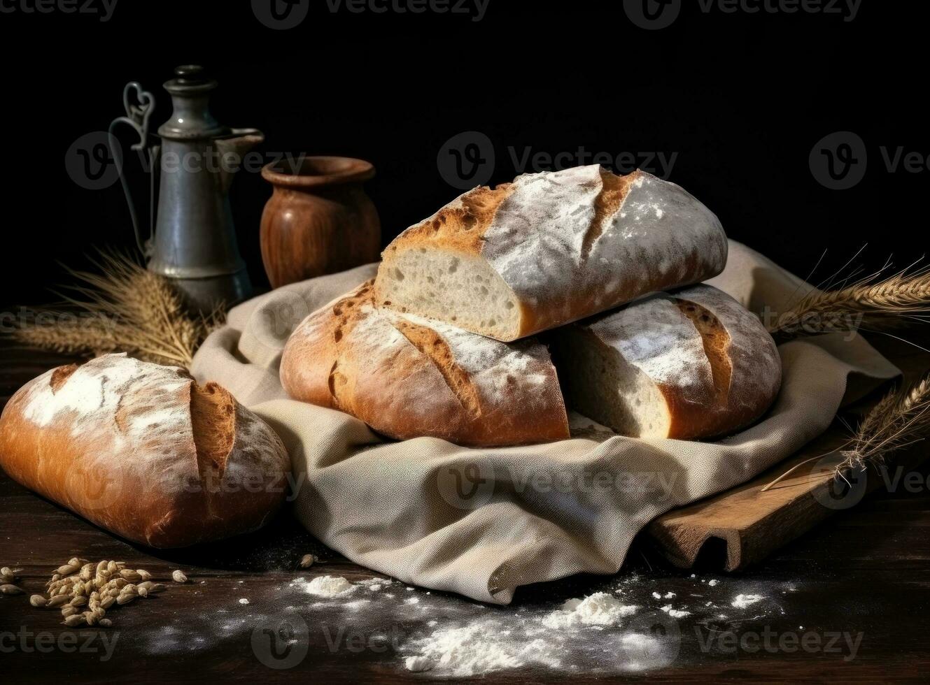 Fresh tasty bread background photo