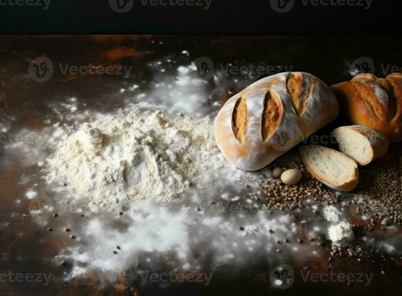 Fresh tasty bread background photo