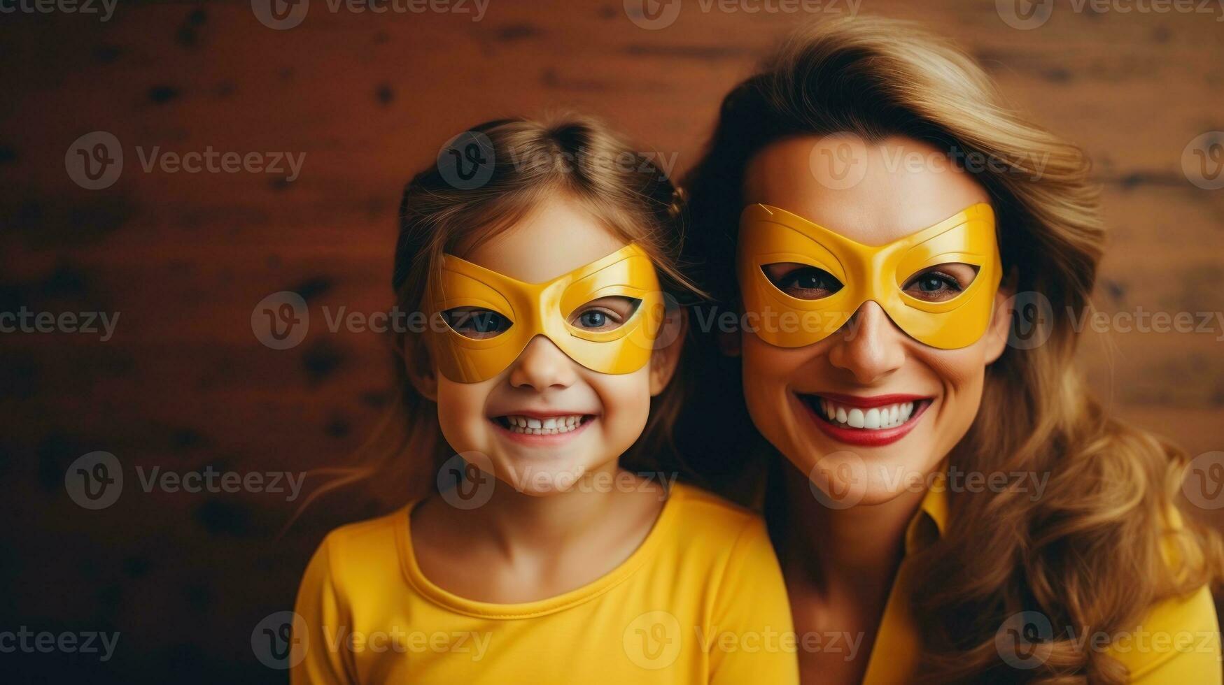 Mom and girl like superhero photo