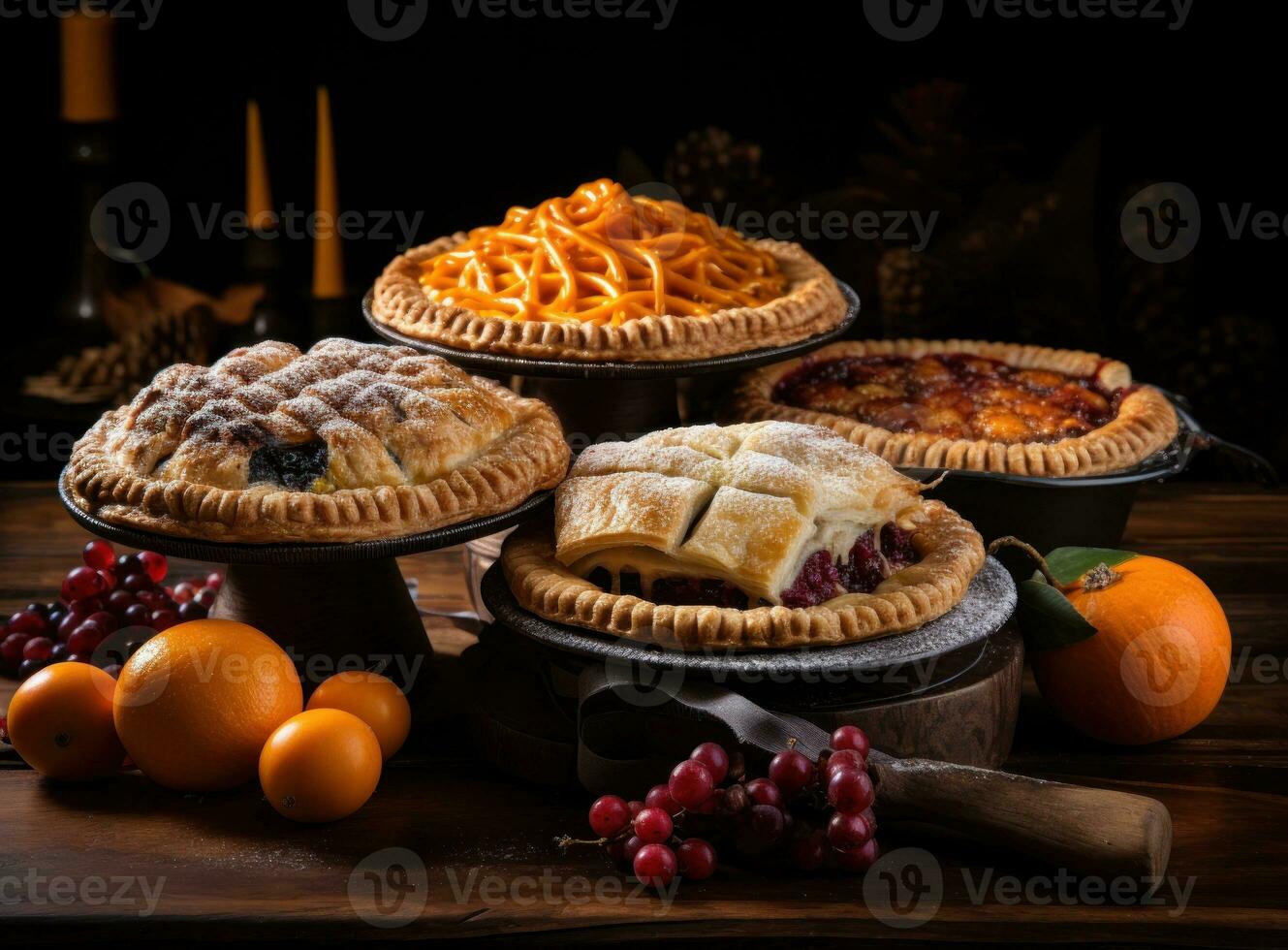 Thanksgiving day pies for dinner photo