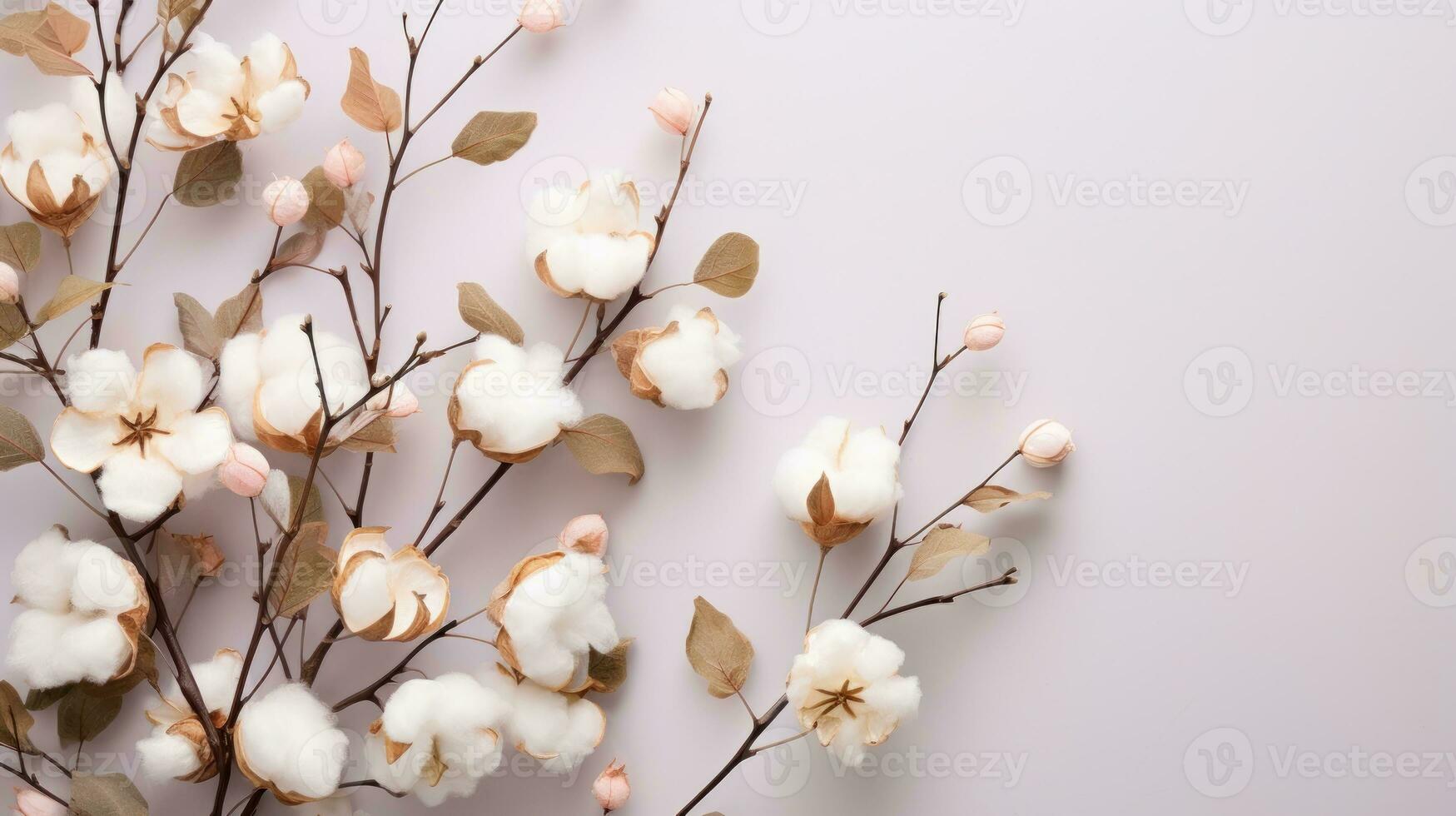 Cotton flowers on white photo