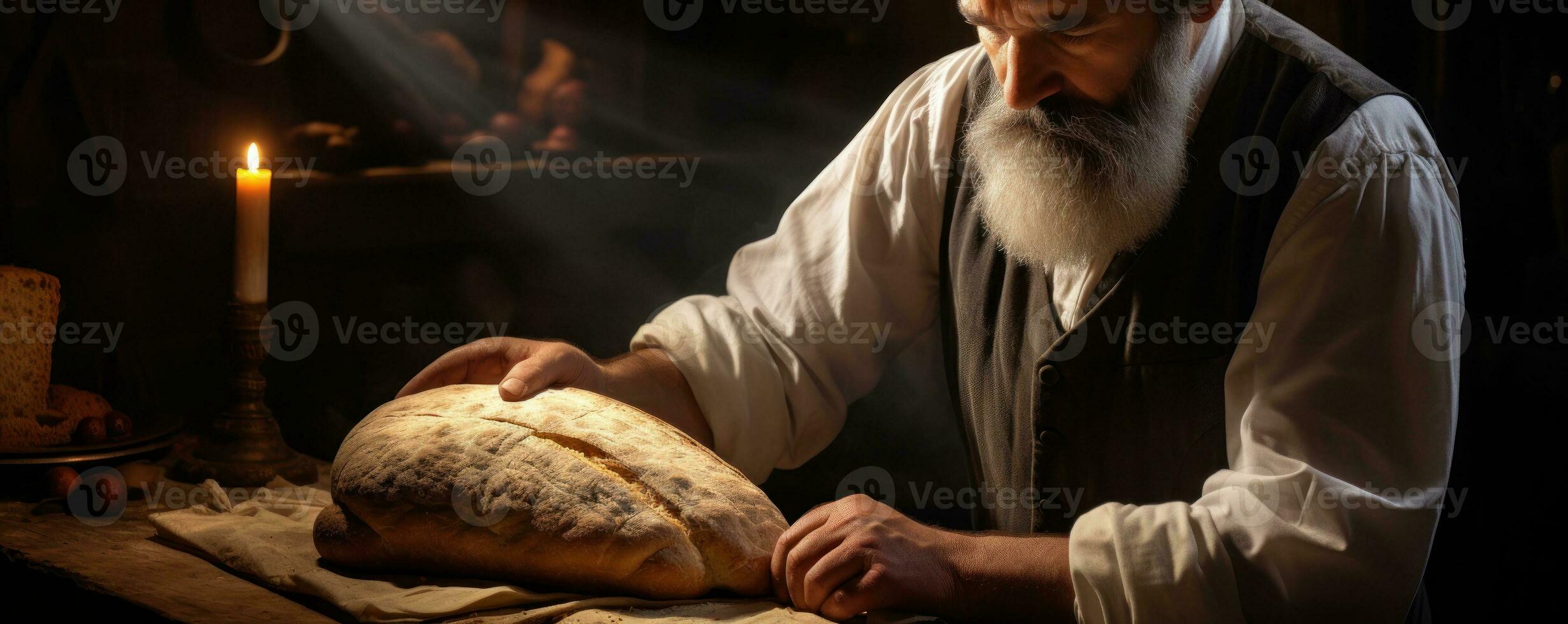Hands is holding bread photo