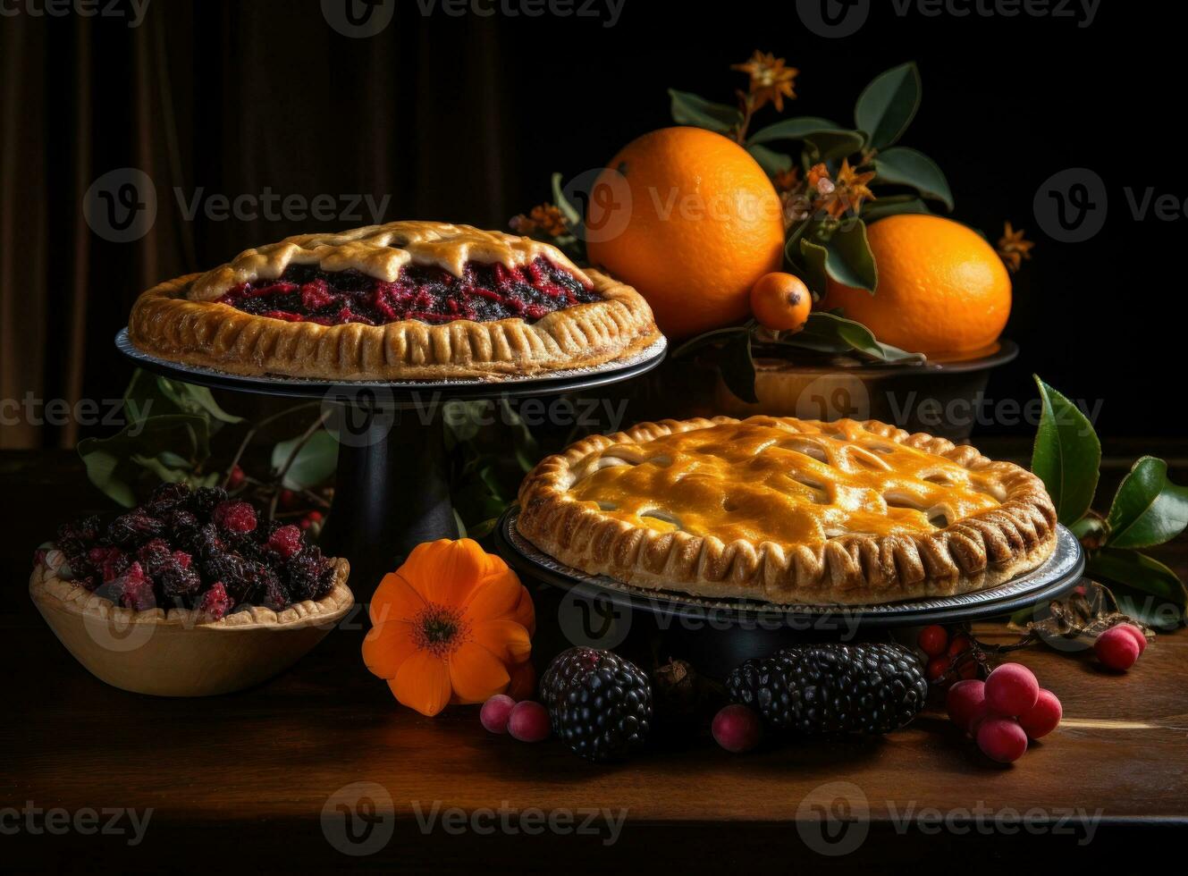 Thanksgiving day pies for dinner photo