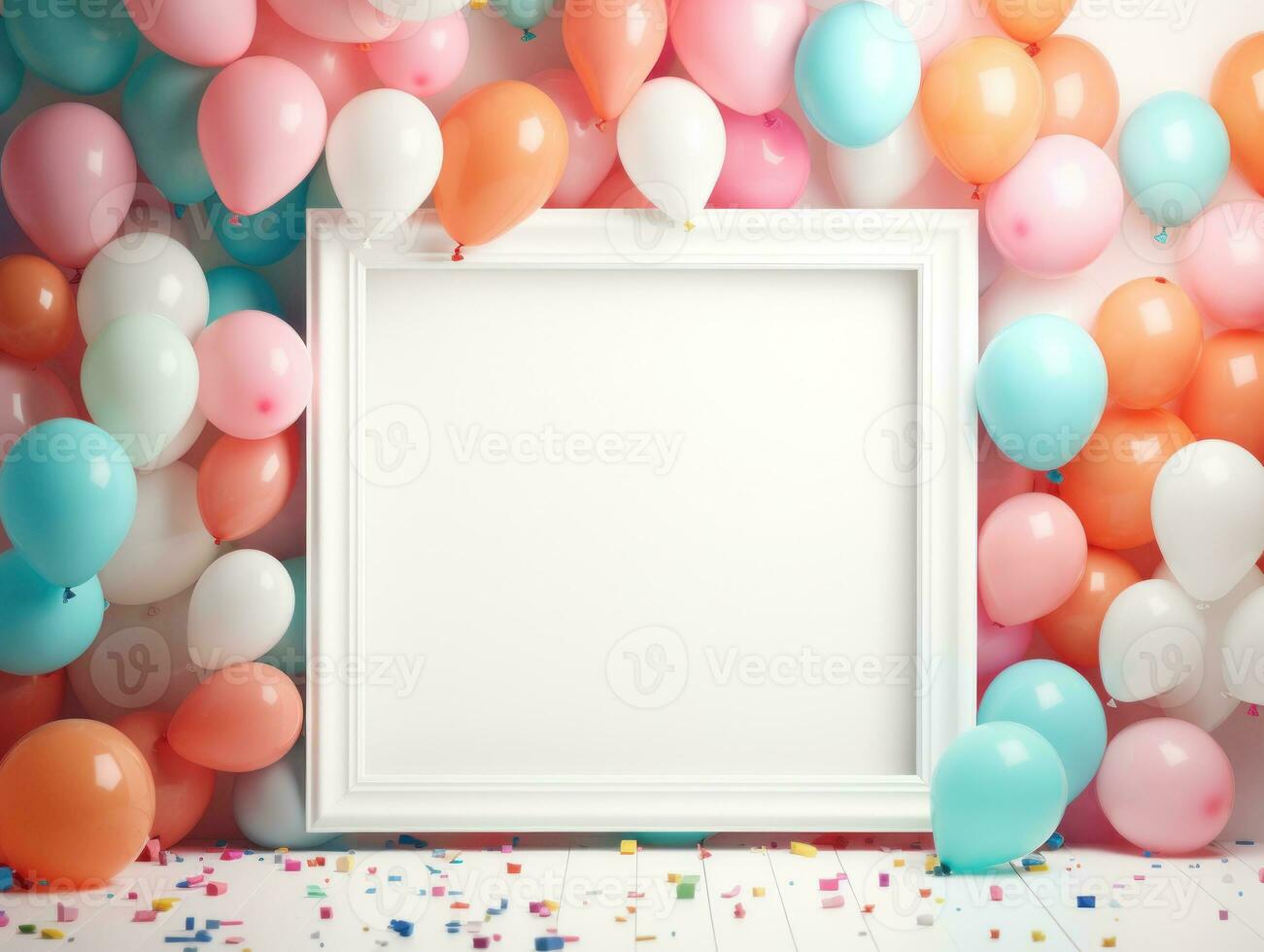 Birthday background with balloons photo