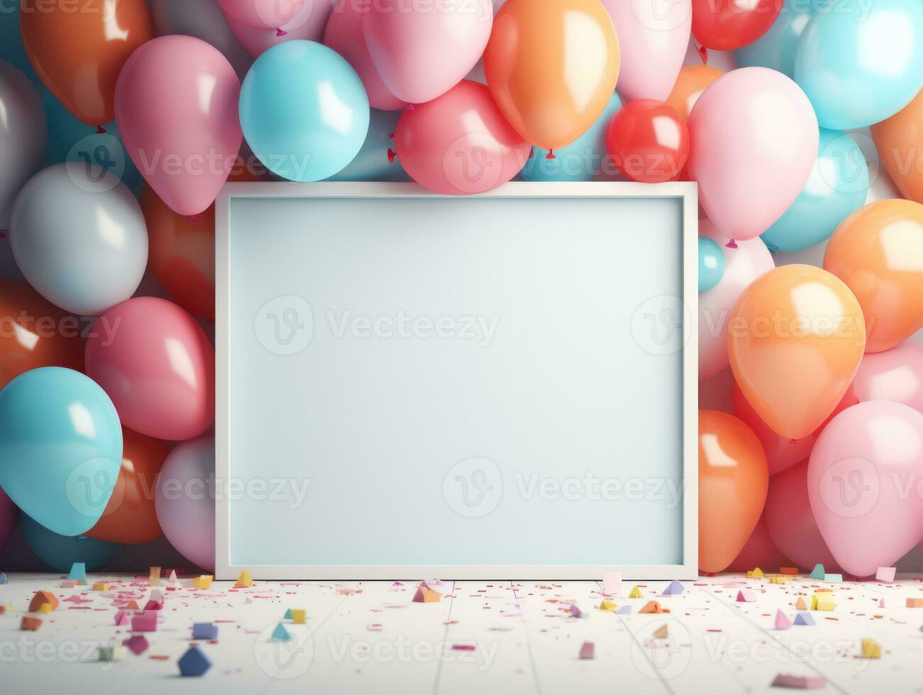 Birthday background with balloons photo