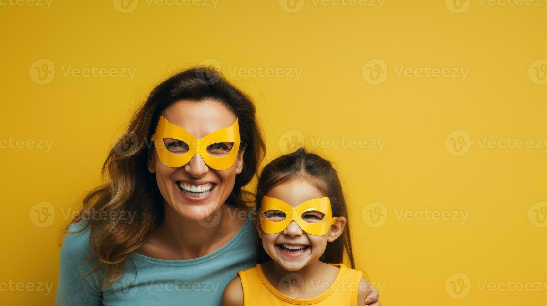 Mom and girl like superhero photo