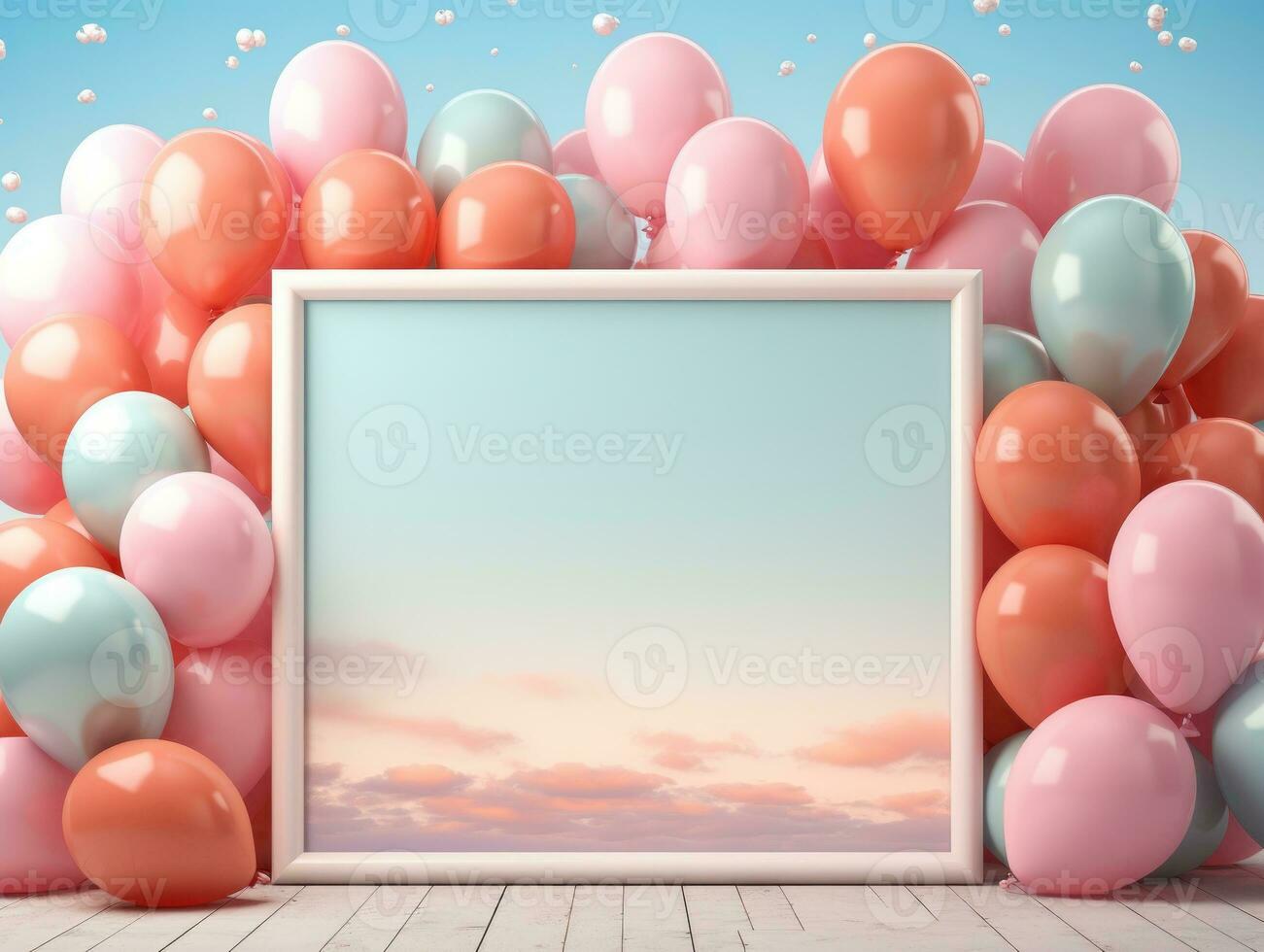 Birthday background with balloons photo