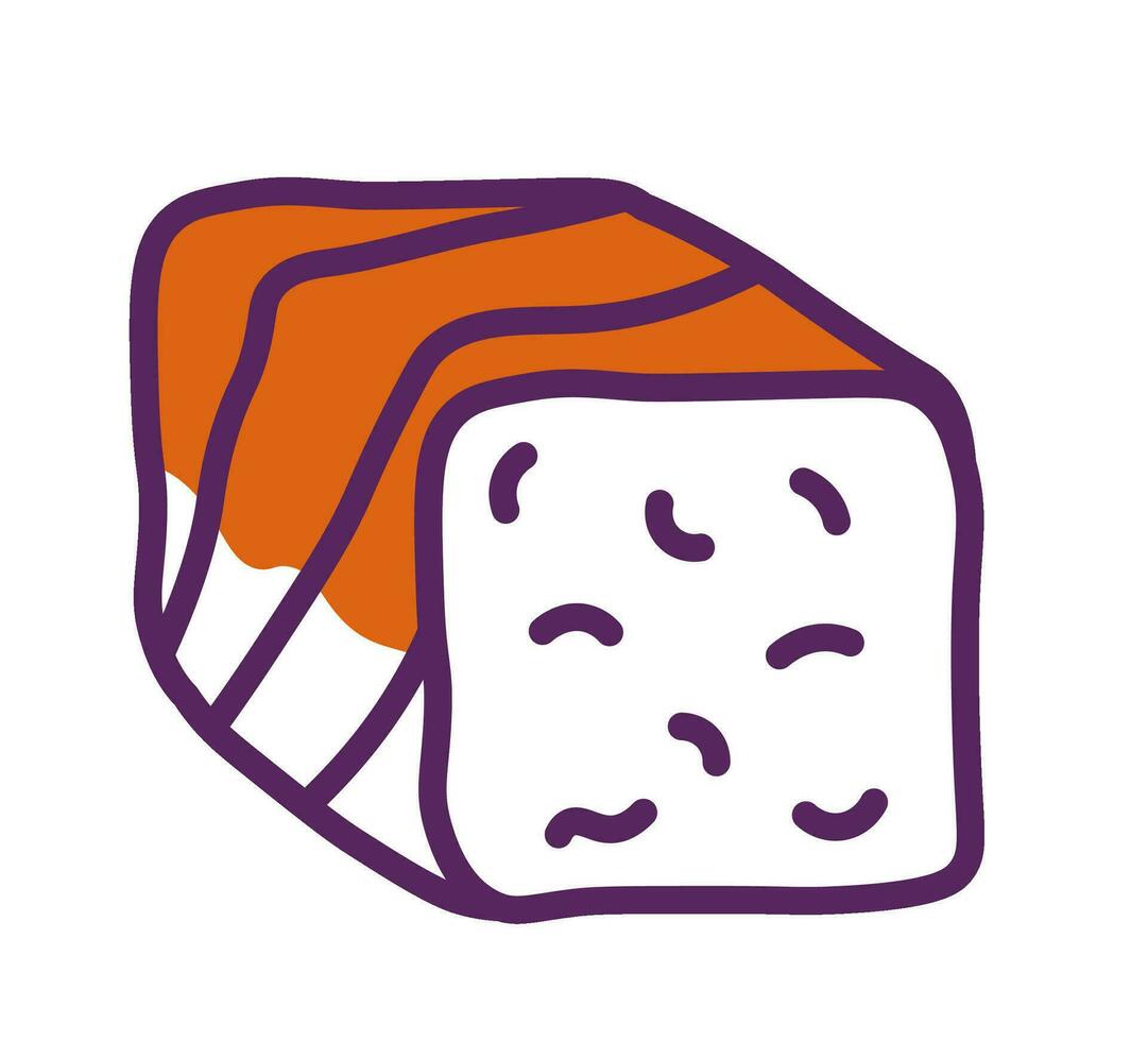 Sushi with salmon and rice, roll Japanese food vector
