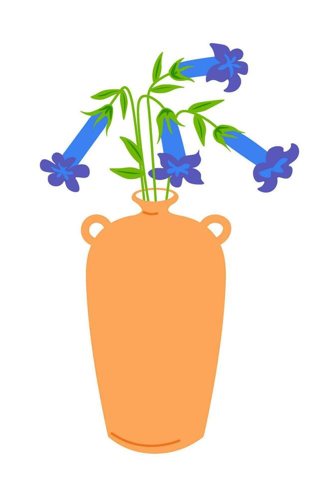 Wildflowers, leaves and petals in vase vector