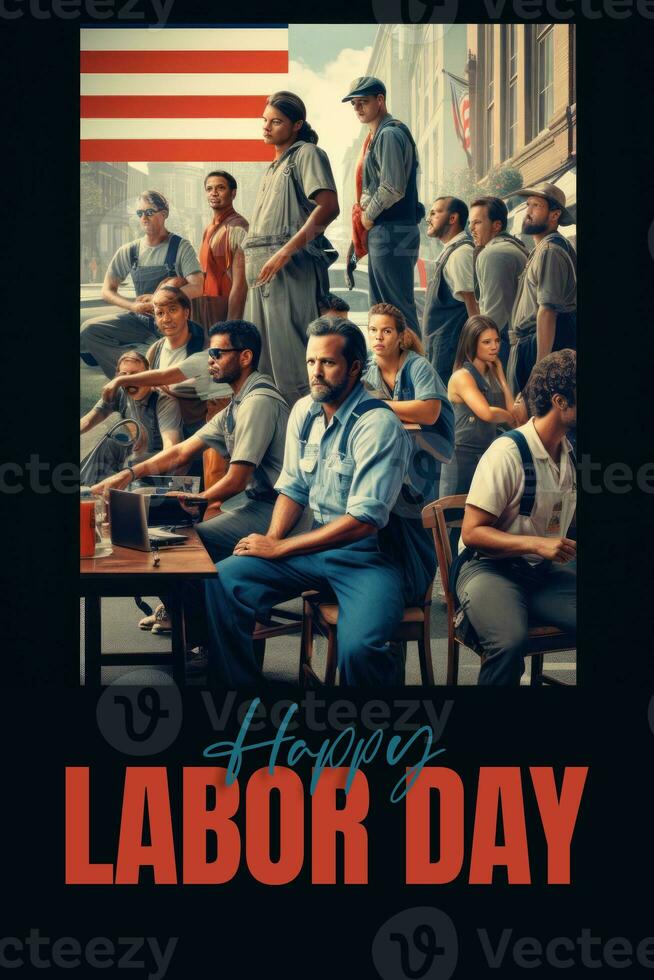 Happy Labor Day Greeting Poster Template photo