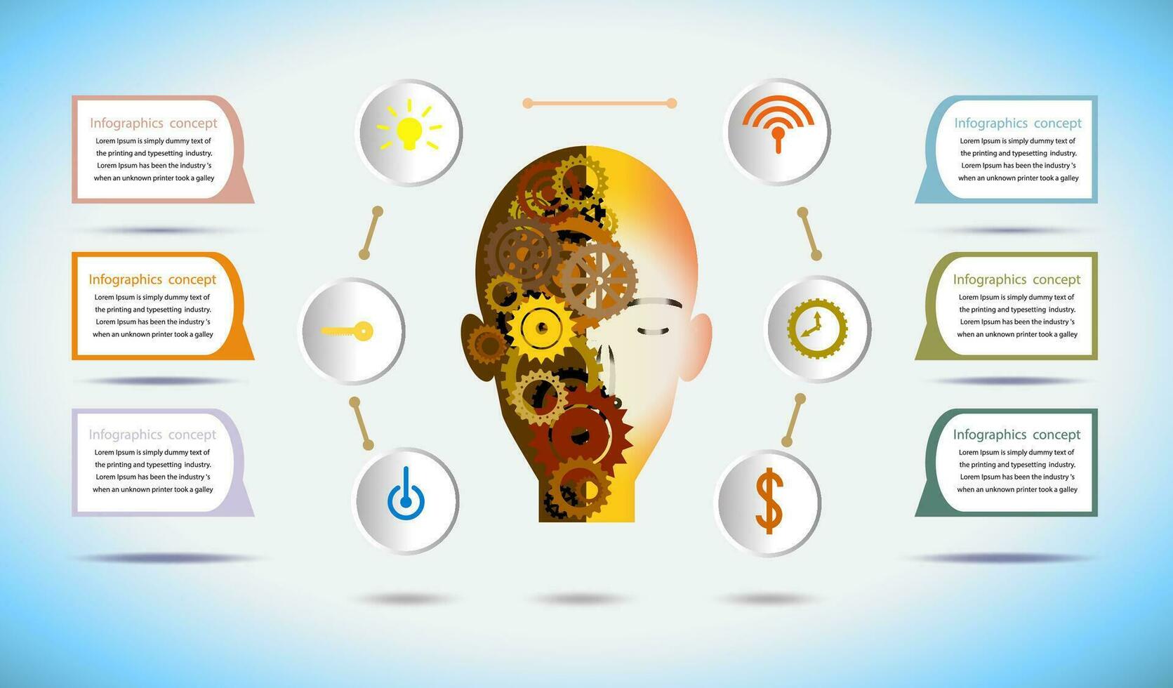 Technology illustration robot innovation and gear with icon for infographic. vector