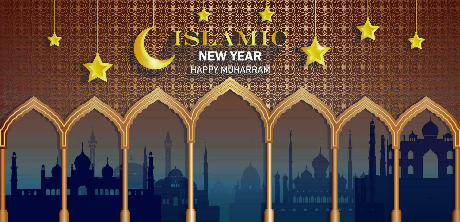 Celebration anniversary Islamic happy new year of Muslim. vector