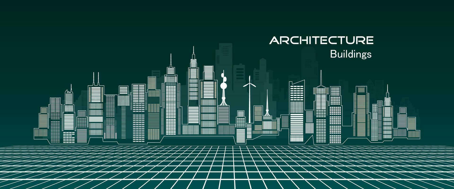 Architecture building concept design for modern city illustration. vector